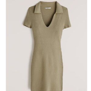 Abercrombie Short Sleeve Polo Sweater Dress in Olive Green, Size XS